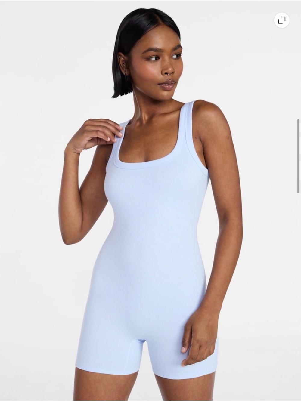 No Boundaries Light Blue Seamless Scoop Neck Bodysuit Romper